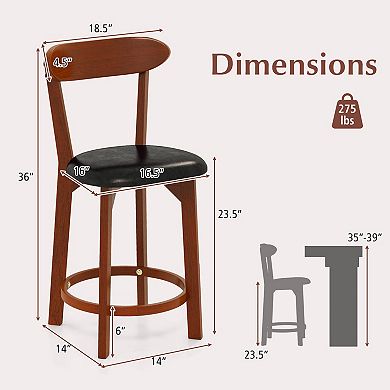 Costway 23.5" Bar Stool with Curved Backrest & Footrest Counter Height Stools