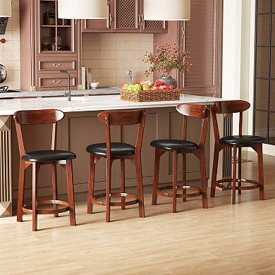 Costway 23.5" Bar Stool with Curved Backrest & Footrest Counter Height Stools