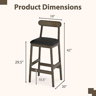Costway Bar Stools with Rubber Wood Legs, Footrests, Curved Backrests for Kitchen