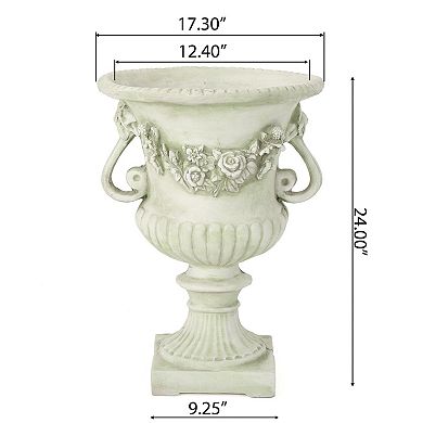 TEINIE MGO Garden Urn Planter Lightweight Concrete 17.3x17.3x24 in