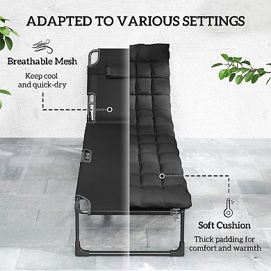 Outsunny Folding Chaise Lounge Chair Outdoor Set of 2 w/ Cushion