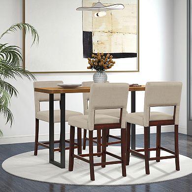 Costway Set of 2 Upholstered PVC Leather Bar Stools 24.5'' Dining Chairs with Back