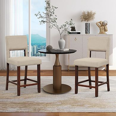 Costway Set of 2 Upholstered PVC Leather Bar Stools 24.5'' Dining Chairs with Back