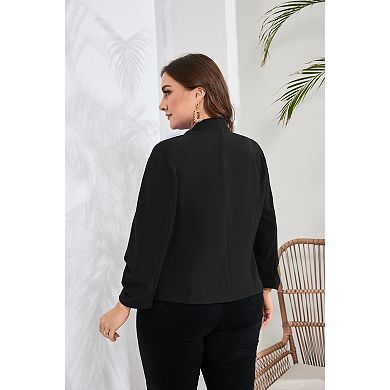 Women Plus Size Long Sleeve Open Front Blazer