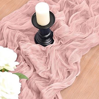 Rose Cheesecloth Table Runner Rustic Gauze, Boho Wedding & Party Decor