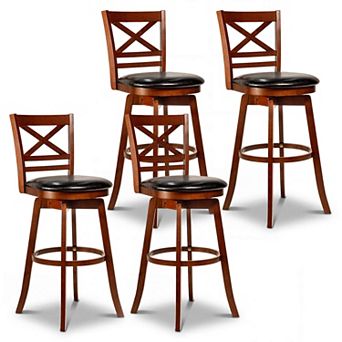 Costway 30.5” Swivel Barstools with Backrest Faux Leather Upholstered Seat for Pub