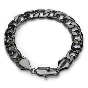 Men's 12 mm Curb-Link Chain Bracelet Black Ruthenium-Plated 10"