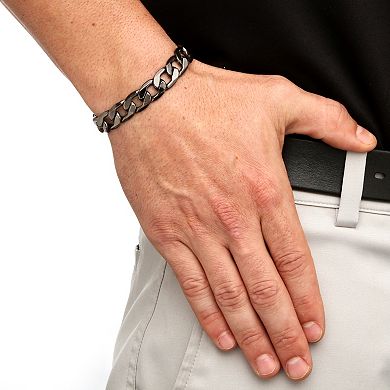Men's 12 mm Curb-Link Chain Bracelet Black Ruthenium-Plated 10"