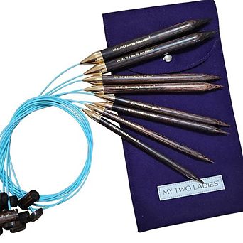 Blue Silk Big Blanket Set Adjustable Knitting Needles w/custom case