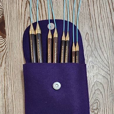 Blue Silk Big Blanket Set Adjustable Knitting Needles w/custom case