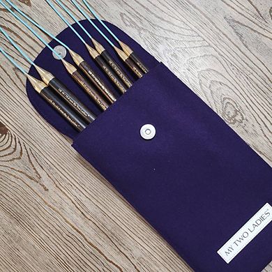 Blue Silk Big Blanket Set Adjustable Knitting Needles w/custom case