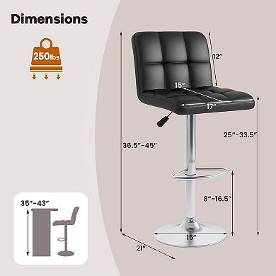 Costway Modern Swivel Bar Stools Set of 4 with Heavy-duty Metal Base & Footrest Back