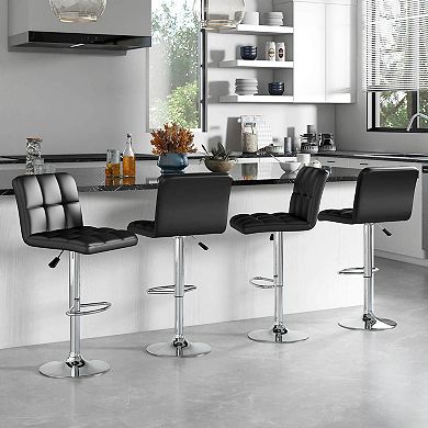 Costway Modern Swivel Bar Stools Set of 4 with Heavy-duty Metal Base & Footrest Back
