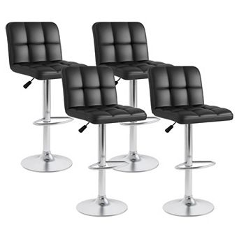 Costway Modern Swivel Bar Stools Set of 4 with Heavy-duty Metal Base & Footrest Back