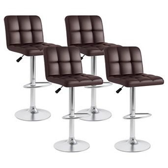 Costway Modern Swivel Bar Stools Set of 4 with Heavy-duty Metal Base & Footrest Back