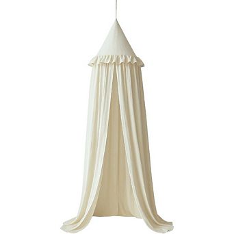 Great Ambitions Ivory Bed Canopy with Ruffles, Pastel Neutral, Nursery & Reading Nook
