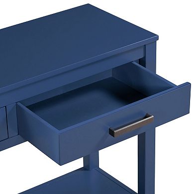 Aoolive Farmhouse Style Entryway Table with 3 Drawers, Rustic Console Table with Open Bottom Shelf