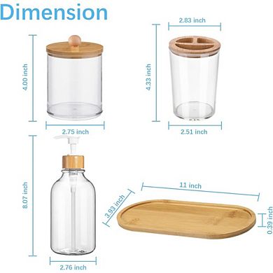 Great Ambitions 5-Pack Bathroom Set: Soap Dispenser, Toothbrush Holder, 2 Jars & Tray
