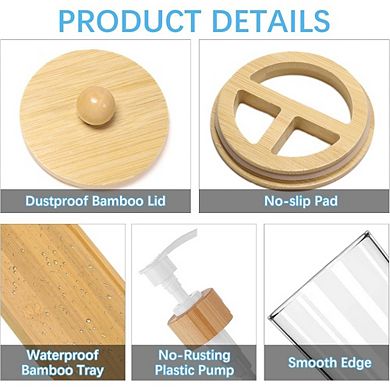 Great Ambitions 5-Pack Bathroom Set: Soap Dispenser, Toothbrush Holder, 2 Jars & Tray