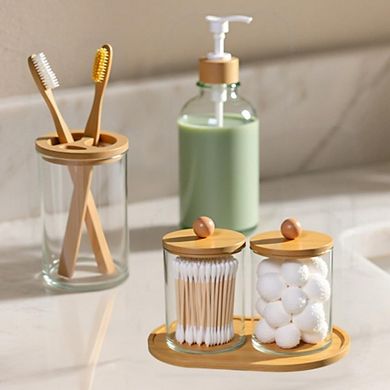 Great Ambitions 5-Pack Bathroom Set: Soap Dispenser, Toothbrush Holder, 2 Jars & Tray