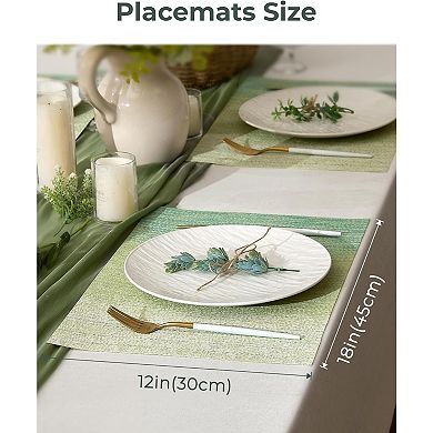Gradient Green Woven Placemats Set of 6 - Heat Resistant Non-Slip Place mats for Dining Table
