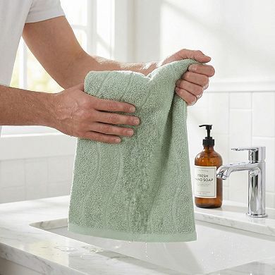 1 Pack Cotton Hand Towels for Bathroom Ultra Soft Highly Absorbent Wave Pattern 13" x 29"