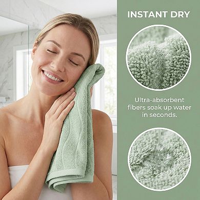 1 Pack Cotton Hand Towels for Bathroom Ultra Soft Highly Absorbent Wave Pattern 13" x 29"