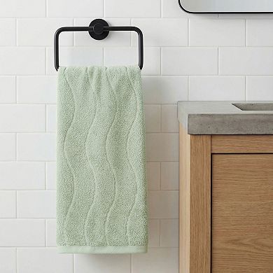 1 Pack Cotton Hand Towels for Bathroom Ultra Soft Highly Absorbent Wave Pattern 13" x 29"