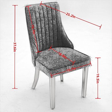 Aoolive Rayon Chenille Dining Chairs Set of 2, Upholstered Accent Chairs with Stainless Steel Legs