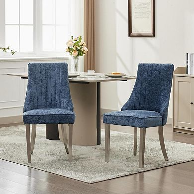 Aoolive Rayon Chenille Dining Chairs Set of 2, Upholstered Accent Chairs with Stainless Steel Legs