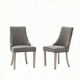 Aoolive Rayon Chenille Dining Chairs Set of 2, Upholstered Accent Chairs with Stainless Steel Legs