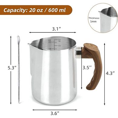 Great Ambitions 20oz Stainless Steel Milk Frothing Pitcher with Anti-Scald Handle