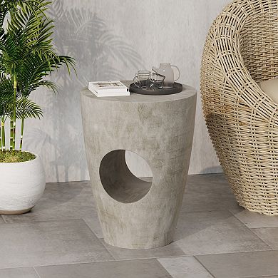 TEINIE Modern Side Table Lightweight Concrete Grey