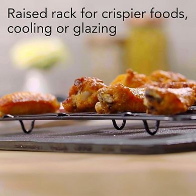 Great Ambitions 15" x 10.5" Nonstick Baking Pan & Rack Set, Multi-Use Dishwasher Safe