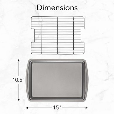 Great Ambitions 15" x 10.5" Nonstick Baking Pan & Rack Set, Multi-Use Dishwasher Safe