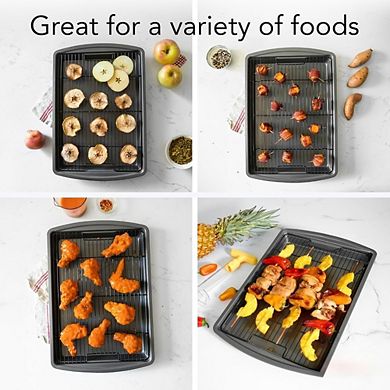 Great Ambitions 15" x 10.5" Nonstick Baking Pan & Rack Set, Multi-Use Dishwasher Safe