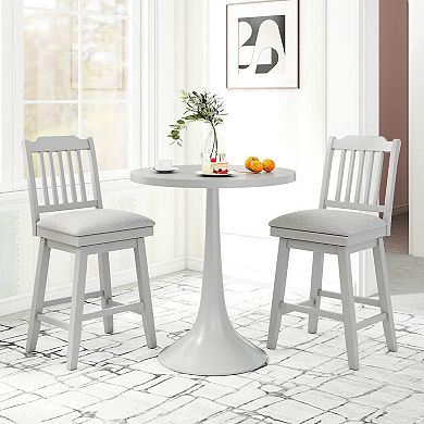 Costway 25" Counter Height Bar Stools with Slatted Back Padded Seat & Footrest