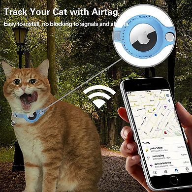 Waterproof Airtag Cat Nylon Collar with Breakaway Bell, Cat Collar Accessory with Safety Buckle