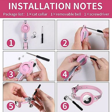 Waterproof Airtag Cat Nylon Collar with Breakaway Bell, Cat Collar Accessory with Safety Buckle