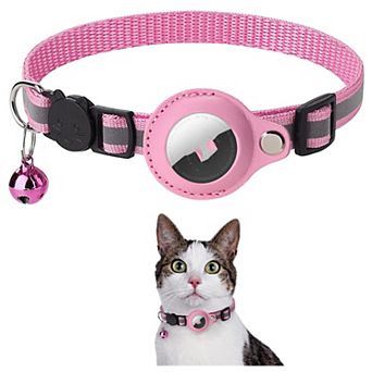 Waterproof Airtag Cat Nylon Collar with Breakaway Bell, Cat Collar Accessory with Safety Buckle