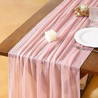 Gauze Cheesecloth Table Runner, Boho Rustic Wedding & Party Decor