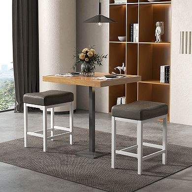 Costway 24.5" Bar Stool with Solid Rubber Wood Frame Humanized Footrest Kitchen