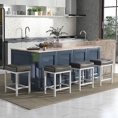 Costway 24.5" Bar Stool with Solid Rubber Wood Frame Humanized Footrest Kitchen