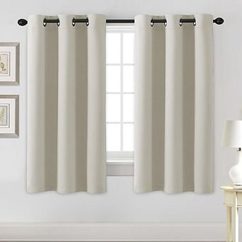 Great Ambitions 63" Blackout Curtains, 2-Panel Thermal Insulated Grommet Drapes,Ivory/Cream