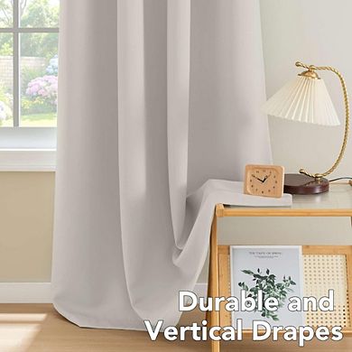 Great Ambitions 63" Blackout Curtains, 2-Panel Thermal Insulated Grommet Drapes,Ivory/Cream