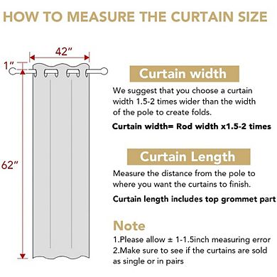 Great Ambitions 63" Blackout Curtains, 2-Panel Thermal Insulated Grommet Drapes,Ivory/Cream