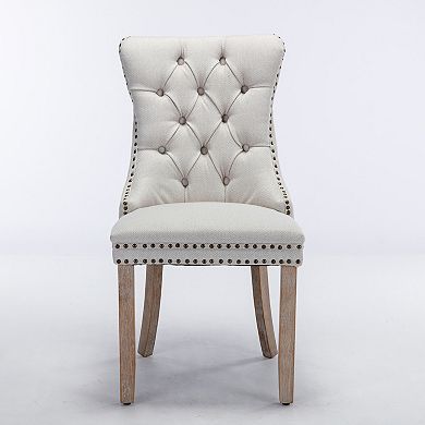 Aoolive 2 Pcs Tufted Upholstered Dining Chairs, Reception Room Accent Chairs with Nailhead Trim