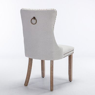 Aoolive 2 Pcs Tufted Upholstered Dining Chairs, Reception Room Accent Chairs with Nailhead Trim