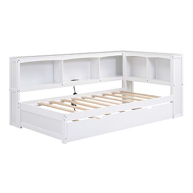 Twin Daybed with Trundle, Storage Cabinets & Built-in USB Ports