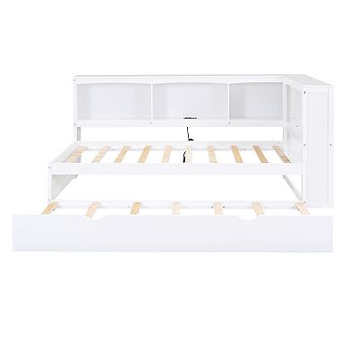 Twin Daybed with Trundle, Storage Cabinets & Built-in USB Ports